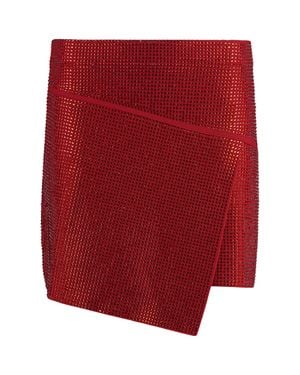 ANDREADAMO Asymmetrical Crystal-Studded Wrap Skirt - Red