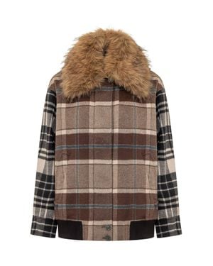 Weekend by Maxmara Weekend Wool Blend Knit Lined Overcoat Jacket - Brown