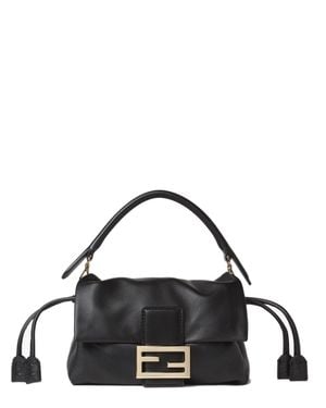 Fendi Mini Leather Shoulder Bag With Detachable Strap, 16Cm X 20Cm X 7Cm - Black