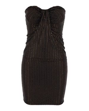VENUJA Sweetheart Neckline All-Over Sequin Tech Fabric Mini Dress - Black