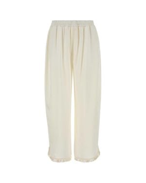 Stella McCartney Emb Hem Satin Pj Trs - White