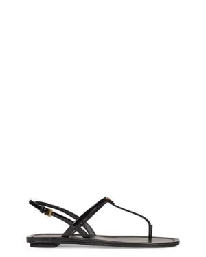 Prada Flip-Flops Patent Leather Calfskin Sandal - Black
