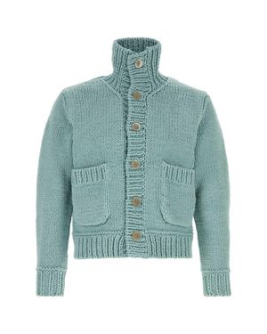 Junya Watanabe Light-blue Cotton Blend Cardigan