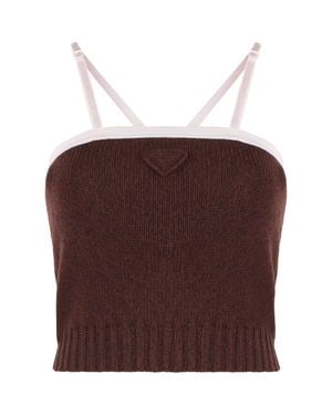 Prada Ribbed Wool & Cashmere Top - Purple
