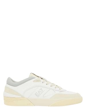 EA7 Bovine Leather Sneakers - White