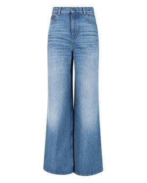 Chloé Denim Jacket With Leather Patch Accents - Blue