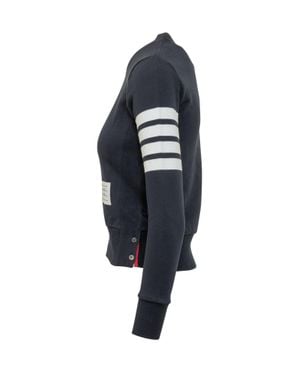 Thom Browne Giro Neck Sweatshirt With Quattro Band - Blue