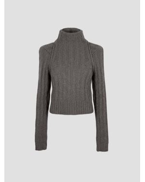 Rick Owens Cashmere-Silk Cropped Top - Gray