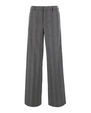 PT Torino Wool & Cashmere Pants With Belt Loops And Straight Leg - Gray