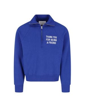 Ami Paris Half-Zip Cotton Sweatshirt - Blue