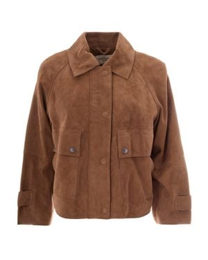 Max Mara Suede Shirt Jacket With Patch Pockets - Brown
