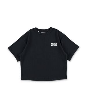 American Vintage Girls Logo Boxy T-Shirt - Blue