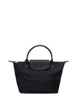 Longchamp One S Nylon Handbag With Leather Inserts - Black
