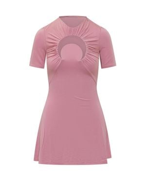 Marine Serre Moon Hole Mini Dress - Pink