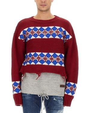 DSquared² Hybrid Canadian Jacquard Knit - Red