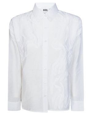 Alpha Studio Ruched Shirt - White