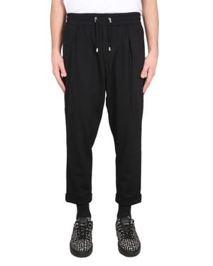 Balmain Relaxed Fit Wool Pants - Black