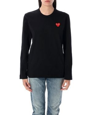 COMME DES GARÇONS PLAY Long Sleeve T-Shirt With Chest Heart Logo - Black