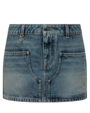 Amiri Classic Mini Skirt With Button Closure - Blue