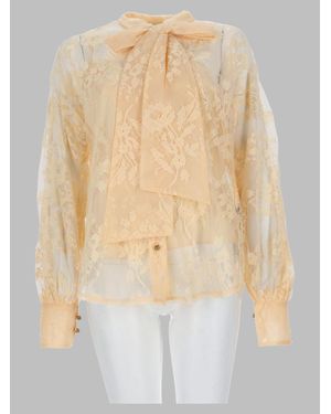 Zimmermann Sheer Lace Bow Tie Neck Blouse - Natural