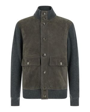 Brunello Cucinelli Mini Logo Quilted Jacket - Gray