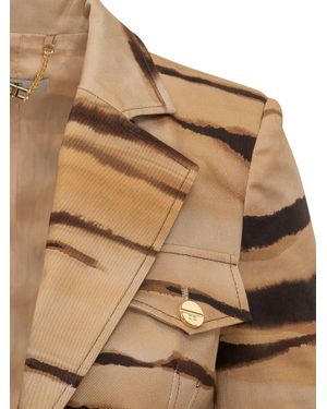 Elisabetta Franchi Stylish Reversible Abstract Fantasy Blazer - Natural