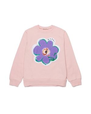 Marni Sweatshirt With "Flower" Logo - Pink
