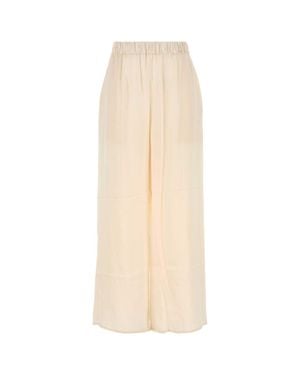 LeKasha Ivory Silk Wide Leg Pant - White