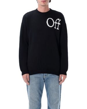 Off-White c/o Virgil Abloh Oversized Crewneck Knit Sweater - Black