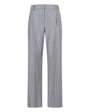 Lardini Pinstripe Wide-Leg Tailored Pants - Gray