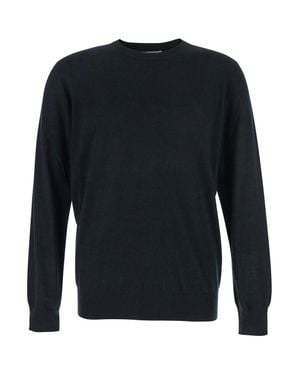 Kangra Wool Crewneck Sweater With Ribbed Trims - Blue