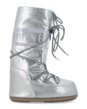 Moon Boot Icon Glitter Snow Boots - Gray