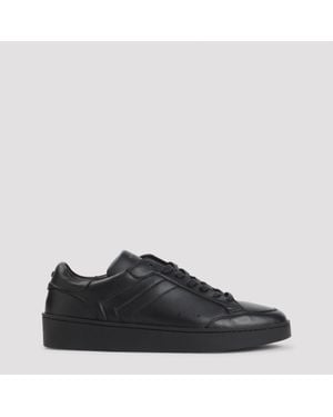 Canali Leather Sneaker With Rubber Sole - Black