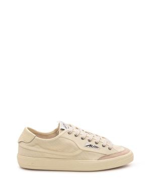 AUTRY WINDSCAPE Windscape Low Canvas-Suede Sneakers - Natural