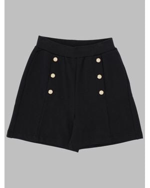 Balmain Mini Cotton Pants For Girls - Black