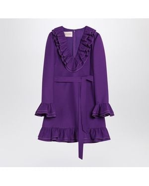Valentino Garavani Wool And Silk Mini Dress - Purple