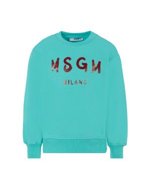 MSGM Logo T-Shirt For Kids - Blue