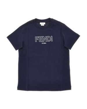 Fendi T-Shirt With Logo - Blue