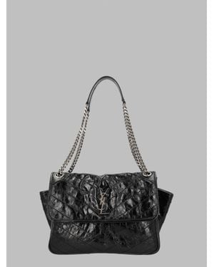Saint Laurent Calfskin Leather Shoulder Bag - Gray