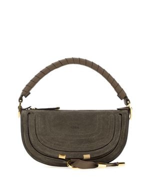 Chloé Mini Marcie Suede Shoulder Handbag With Adjustable Strap - Gray