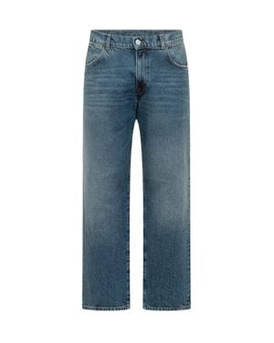 AMISH Straight Leg Jeans With Five Pockets - Blue