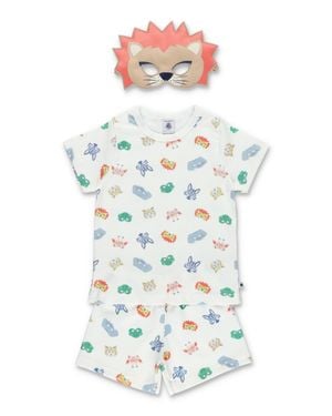 Petit Bateau Mini Kids' Animal Mask Pajama Set - Gray