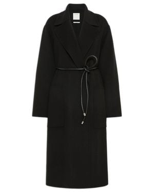 Sportmax Hand-Sewn Double Virgin Wool Coat With Large Patch Pockets And Straight Fit, Overlapping Back Vent - Black