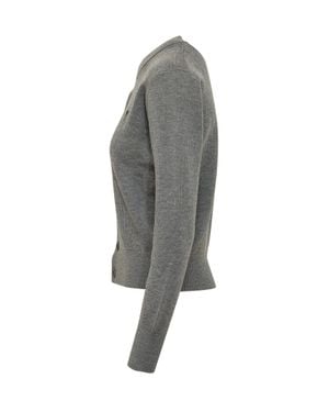 Ami Paris Crewneck Cardigan - Gray