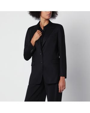 Tagliatore Single-Breasted Wool-Silk Jacket With Peak Lapels - Black