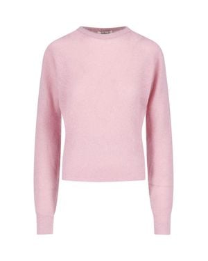 AURALEE Light Cropped Ribbed Sweater - Pink