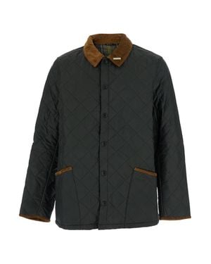 Barbour Quilted Tech Fabric Jacket With Velvet-Trim High Collar - Black