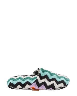 Missoni Zig-Zag Cotton Terry Slip-On Home Slippers - Green