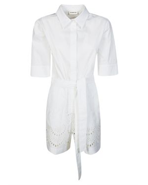 P.A.R.O.S.H. Short Sleeve Mini Jumpsuit With Embroidery - White
