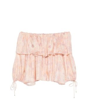 Chloé Silk Off-The-Shoulder Top With Unique Detailing - Pink
